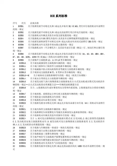 ECE系列标准清单 2
