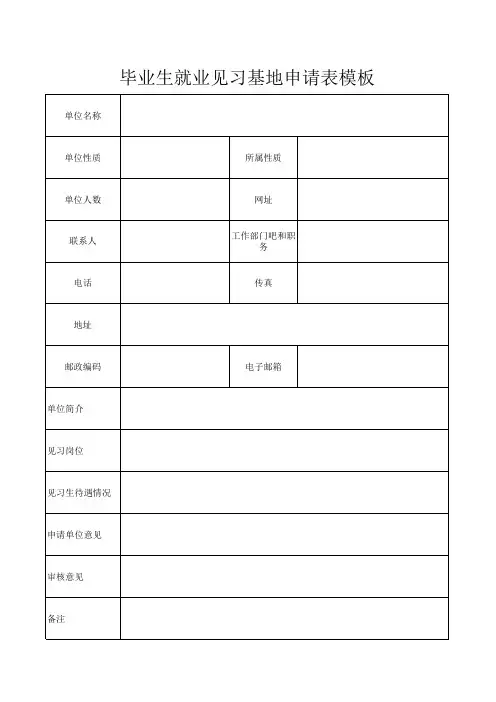 毕业生就业见习基地申请表模板