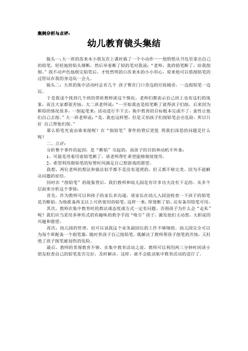 幼儿教育案例分析与点评