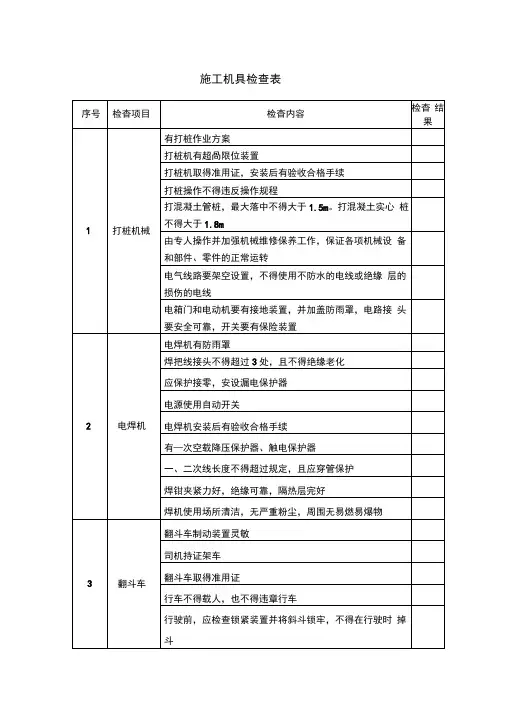 施工机具检查表