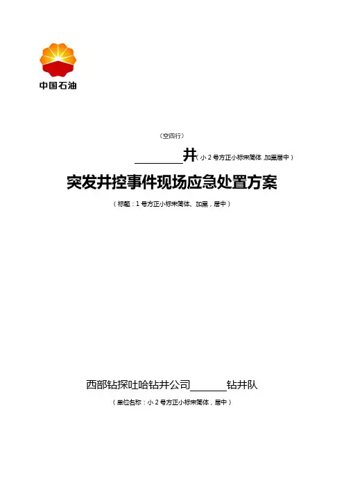 井控突发事件现场应急处置预案案