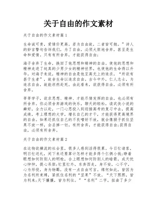 关于自由的作文素材 2