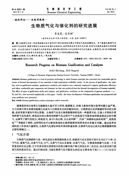 生物质气化与催化剂的研究进展