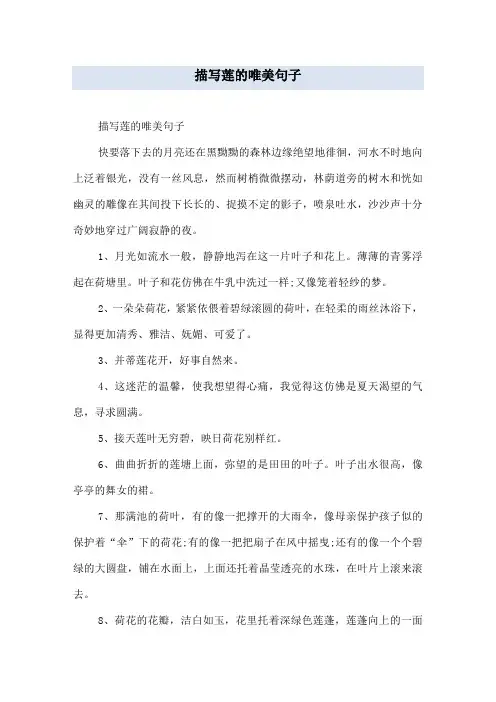 描写莲的唯美句子