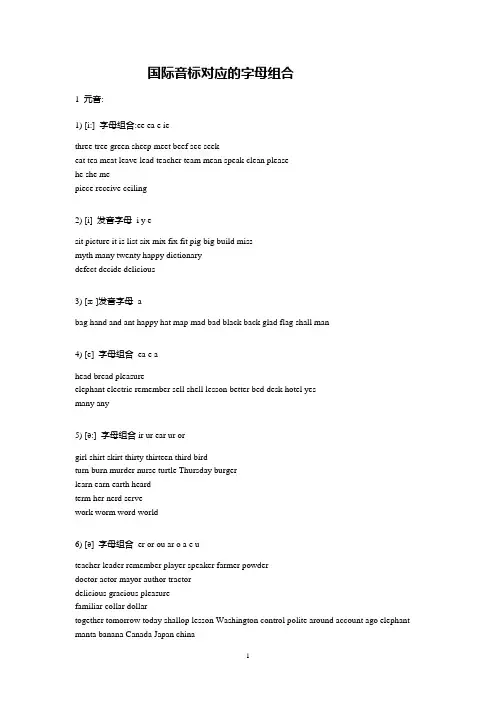 国际音标对应的字母组合
