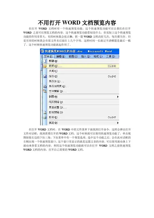 不用打开WORD文档预览内