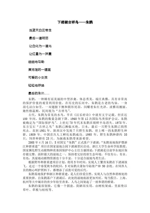下渚湖吉祥鸟朱鹮