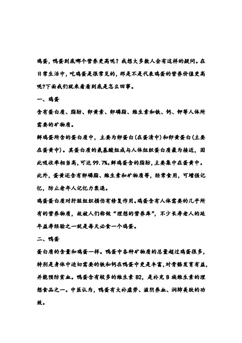 鸡蛋PK鸭蛋看谁营养更高