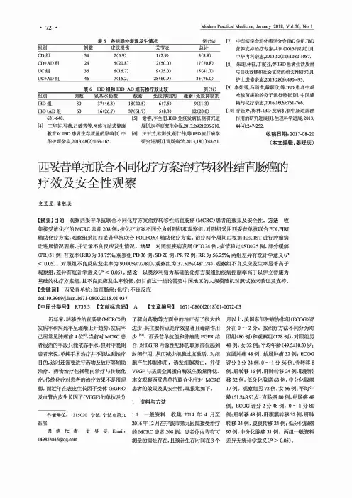 西妥昔单抗联合不同化疗方案治疗转移性结直肠癌的疗效及安全性观察
