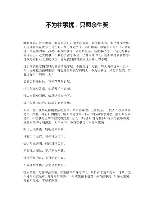 不为往事扰,只愿余生笑