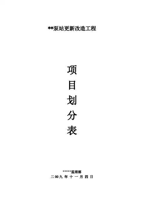 泵站项目划分
