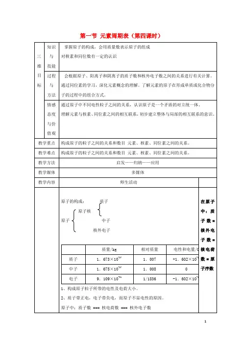 18学年高中化学第一章物质结构元素周期律第一节元素周期表第3课时教案22