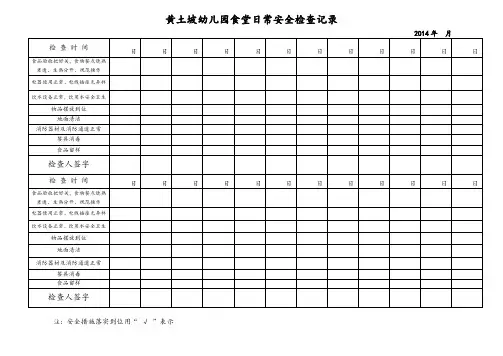 幼儿园食堂日常安全检查记录