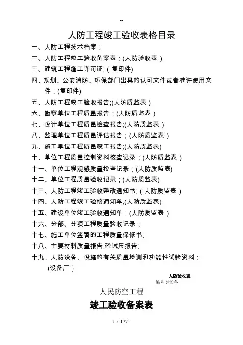 全套人防工程竣工验收资料