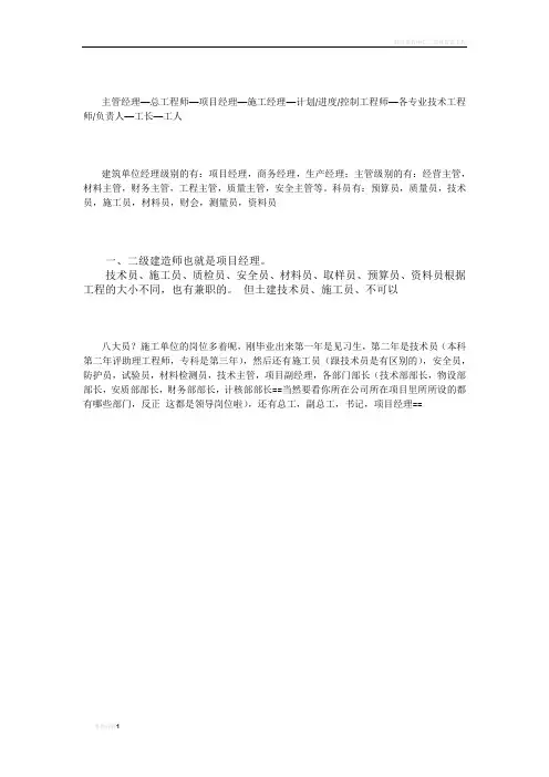 施工单位职位
