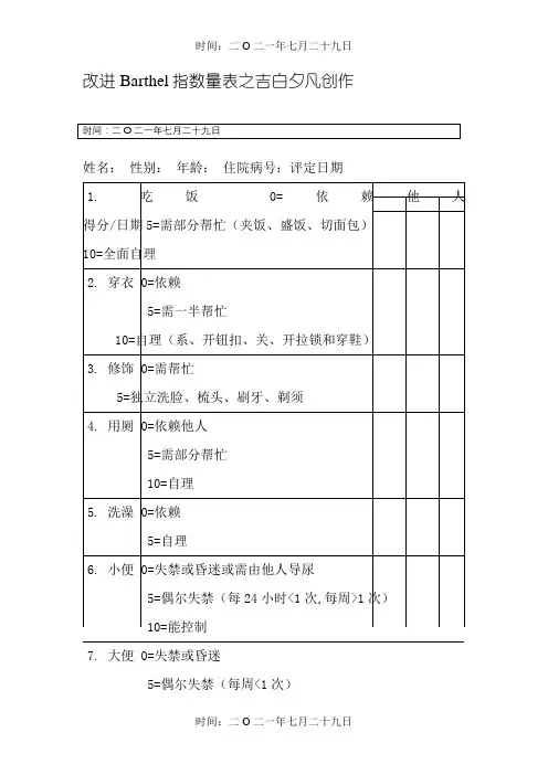 改良Barthel指数量表