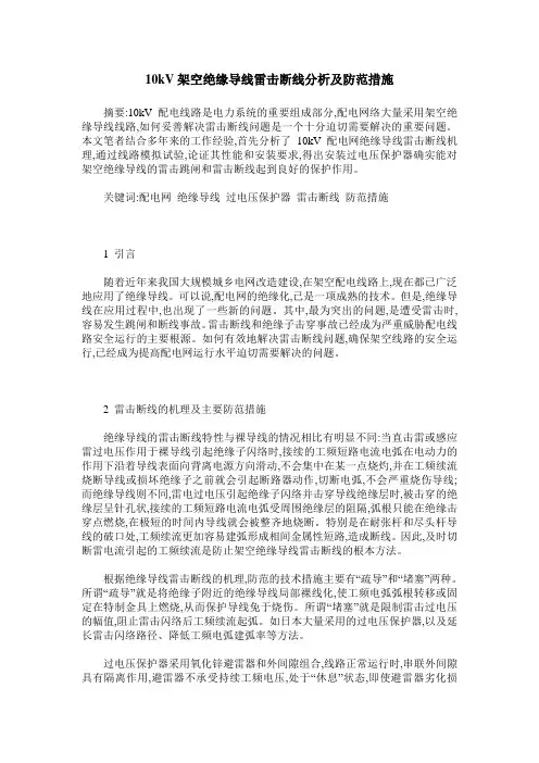 10kV架空绝缘导线雷击断线分析及防范措施