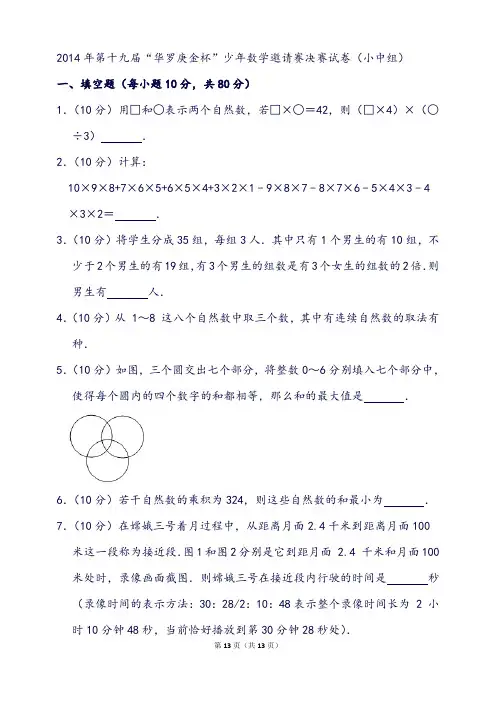第十九届“华罗庚金杯”少年数学邀请赛决赛试卷(小中组)