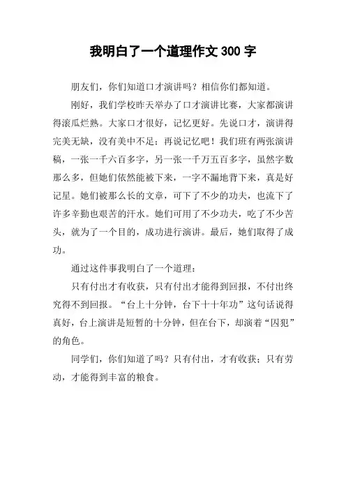 我明白了一个道理作文300字