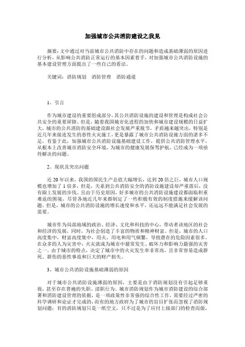 加强城市公共消防建设之我见