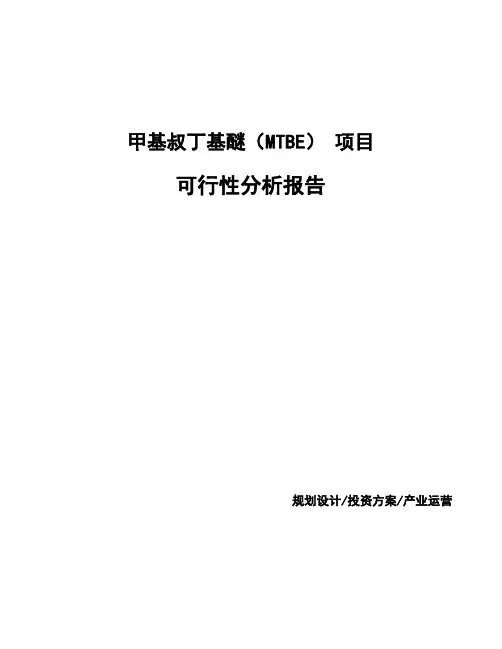 甲基叔丁基醚(MTBE) 项目可行性分析报告