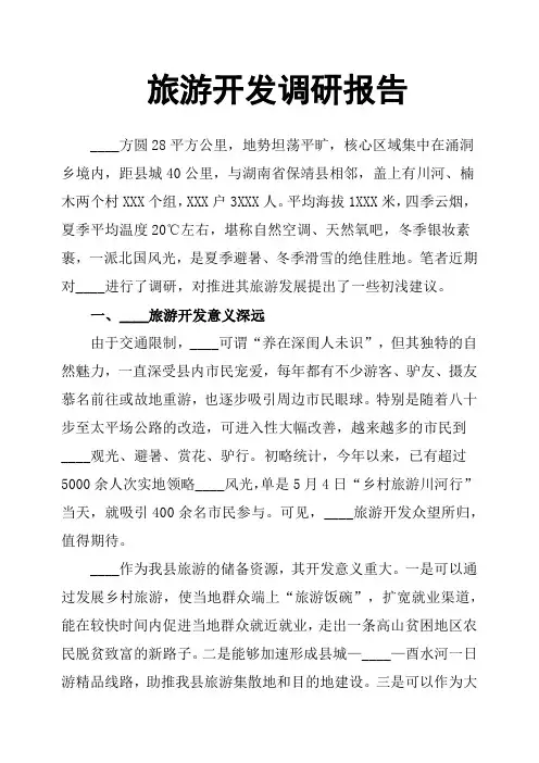 旅游开发调研报告