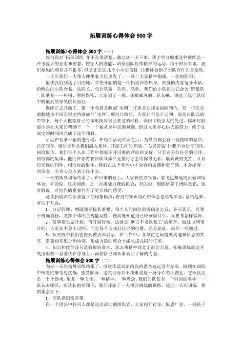 拓展训练心得体会500字