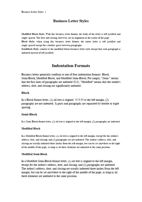 Business Letter Styles