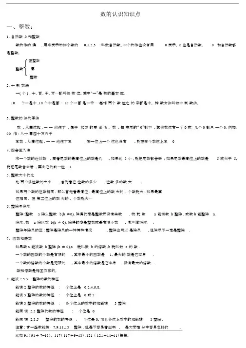 小学数学总总结复习数的认识学习知识点及练习学生专用.docx