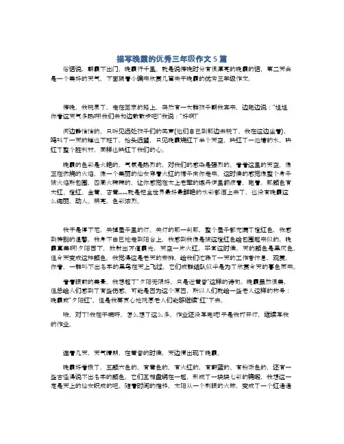 描写晚霞的优秀三年级作文5篇
