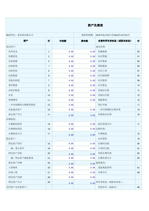资产负债表模板(2015)