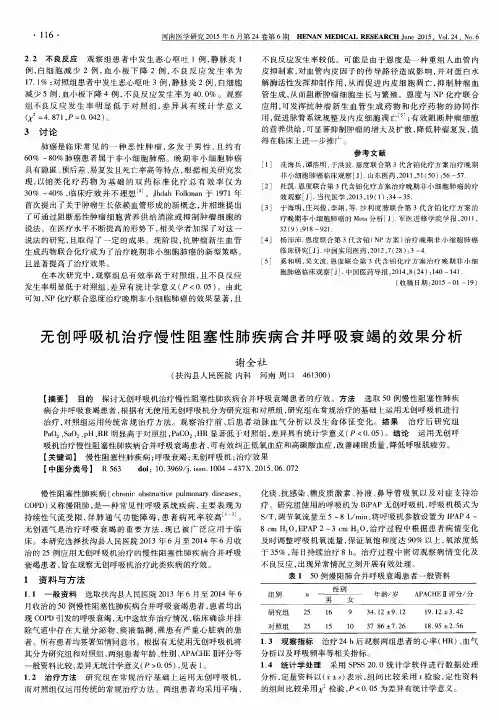 无创呼吸机治疗慢性阻塞性肺疾病合并呼吸衰竭的效果分析