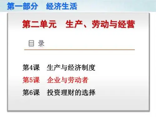 2019艺考生文化课冲刺-政治课件：必修一 经济生活 第5课 企业与劳动者