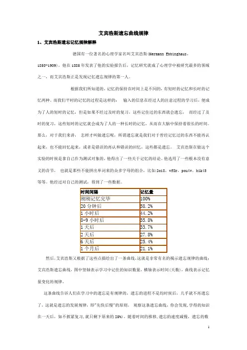 艾宾浩斯遗忘曲线规律 2