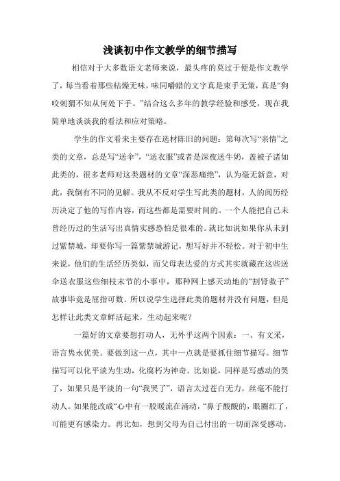 浅谈初中作文教学的细节描写.doc