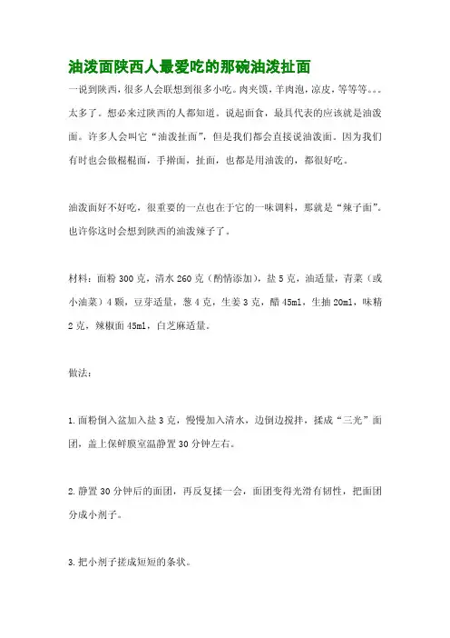 油泼面陕西人最爱吃的那碗油泼扯面