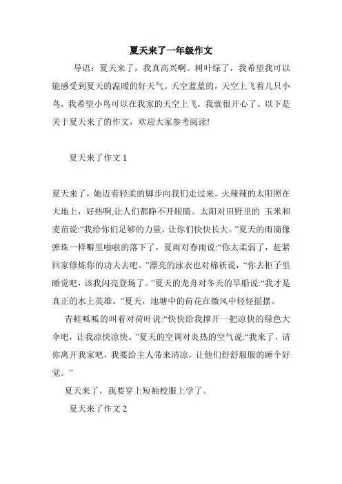 夏天来了一年级作文