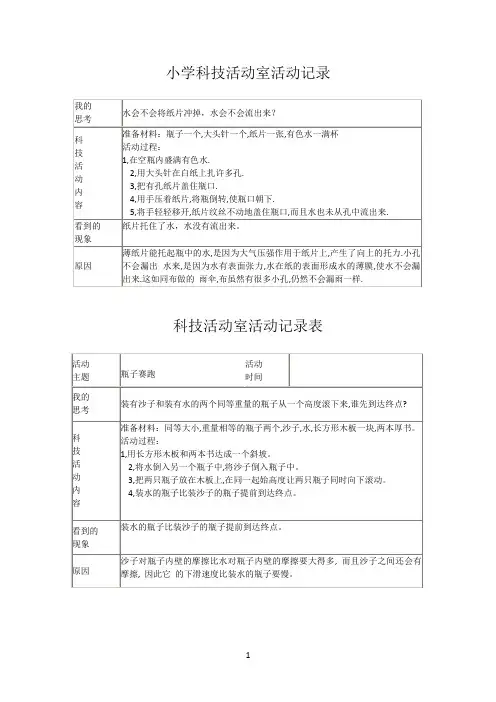 小学科技活动室活动记录