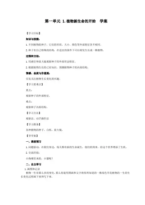 《植物新生命的开始》.学案
