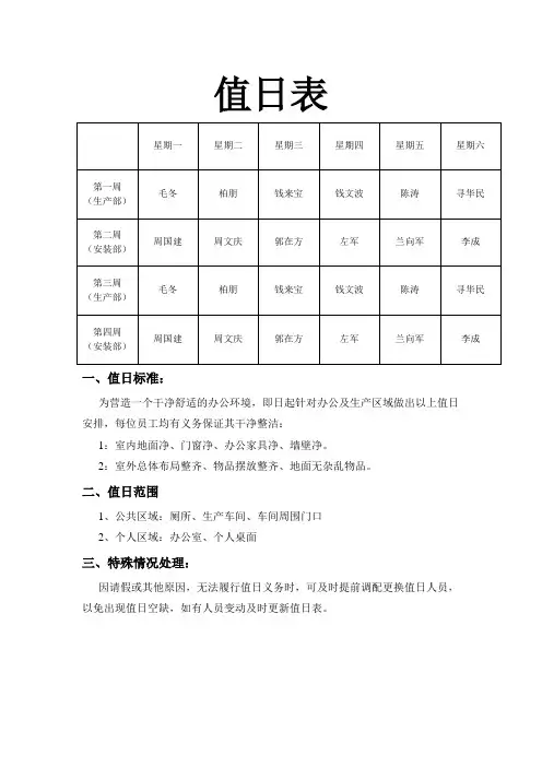 值日表