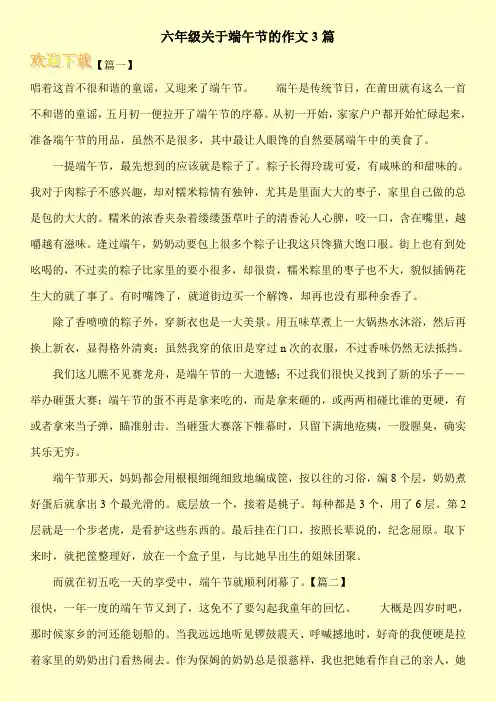 六年级关于端午节的作文3篇