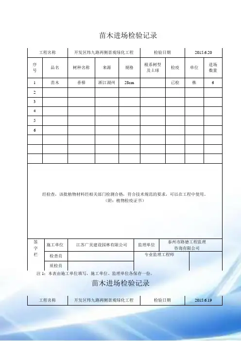 苗木进场检验记录