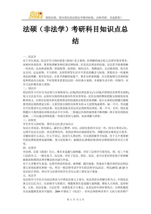 法硕(非法学)考研科目知识点总结