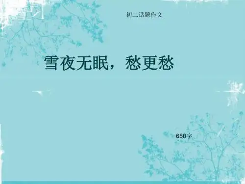 初二话题作文《雪夜无眠,愁更愁》650字(总10页PPT)