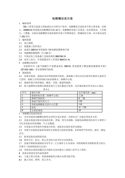 电解槽安装方案