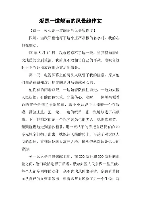 爱是一道靓丽的风景线作文