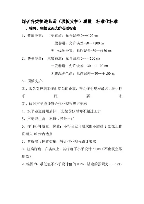 掘进支护质量标准