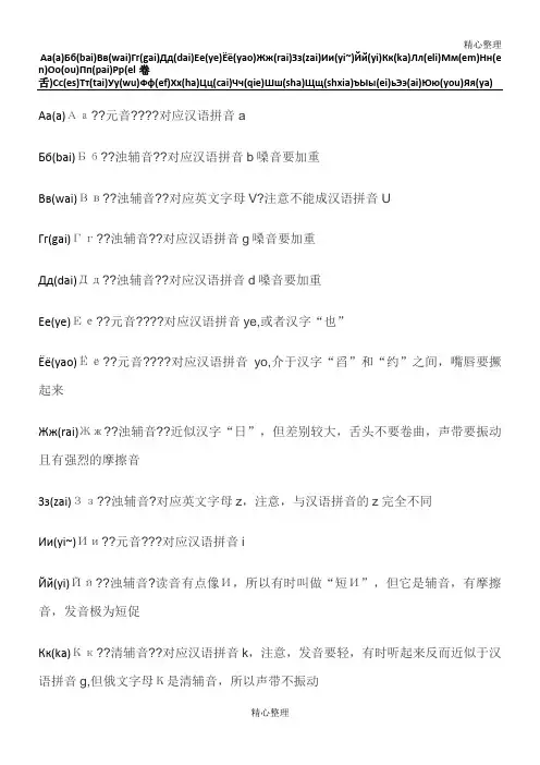 俄语字母发音对照表