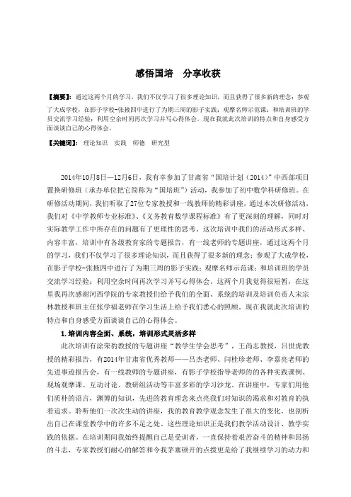 2014初中数学国培计划总结