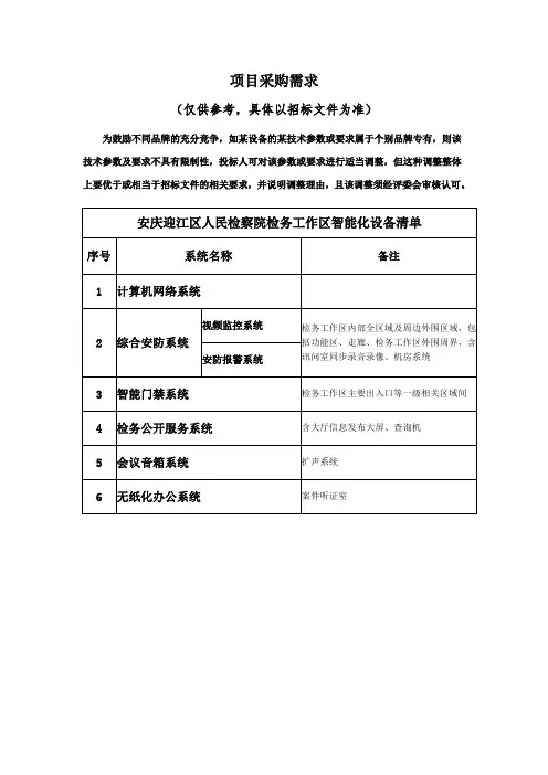 项目采购需求 .doc